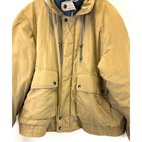 VTG McGregory Mens Olive Green Quilted Insulated Bomber Coat Pockets Large - Picture 3 of 16